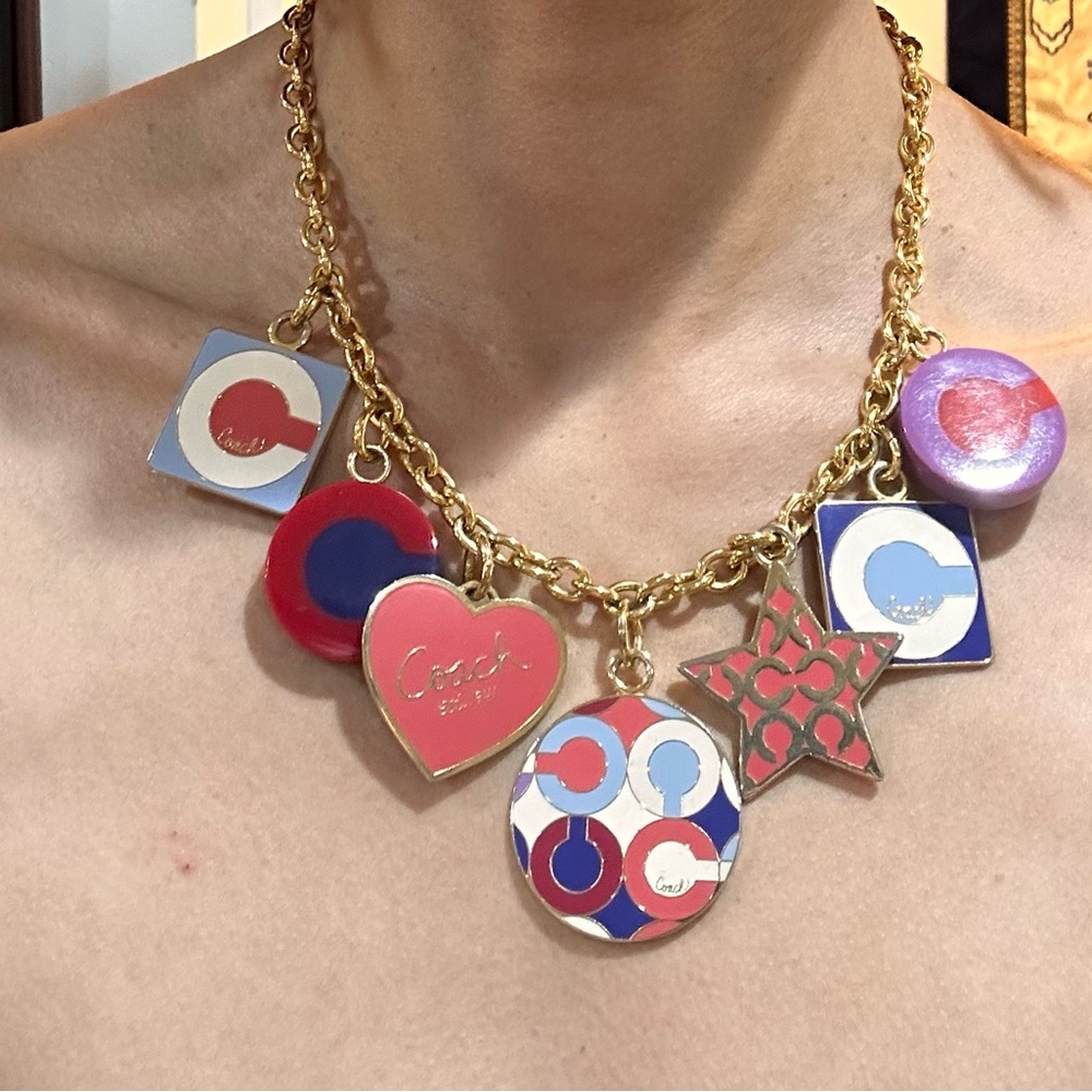 Coach Gold Necklace With Multicolor Charms 💝
